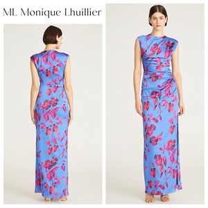 ML Monique Lhuillier Camila Floral Satin Gown